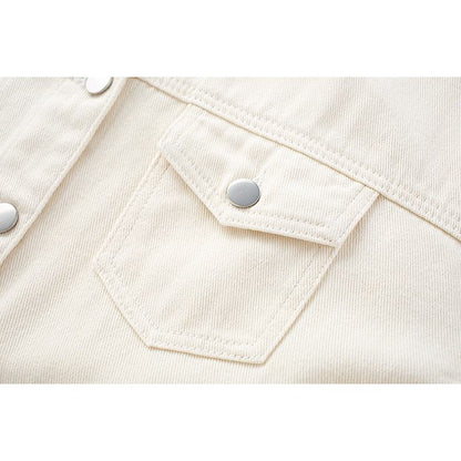 Versatile Retro Lapel Collar Embroidery Loose Fit Denim Jacket