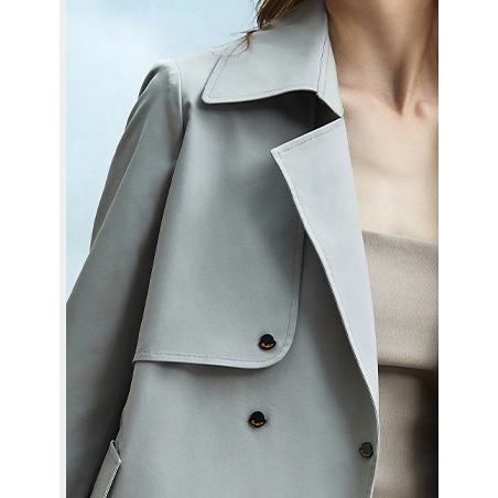 Belted Thigh-Length Trench Coat