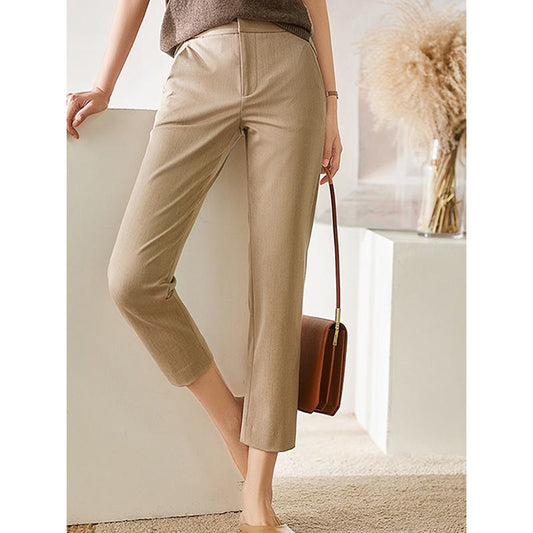 Pantalon droit ajusté décontracté, slimming, exquis, classique avec une coupe cheville.