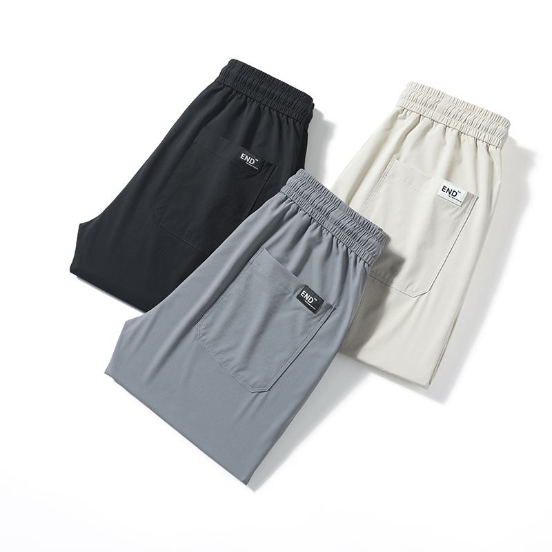Pantalones holgados de cintura elástica rectos y versátiles con ajuste delgado y elasticidad delgada