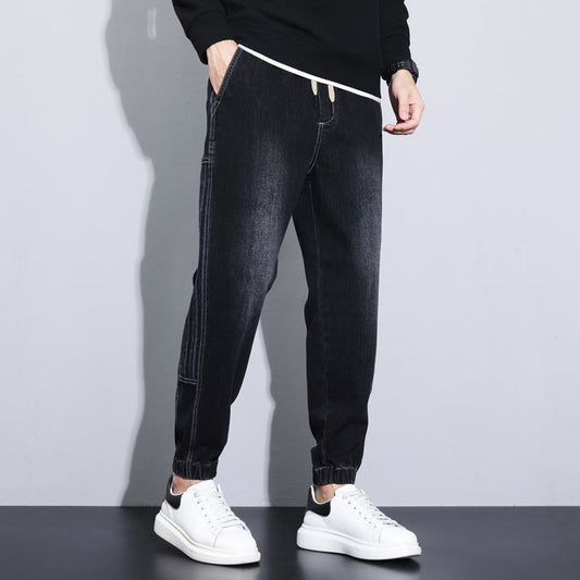 جينز سميك مرن متعدد الاستخدامات مع حبل مربوط وبطانة فيلفيت