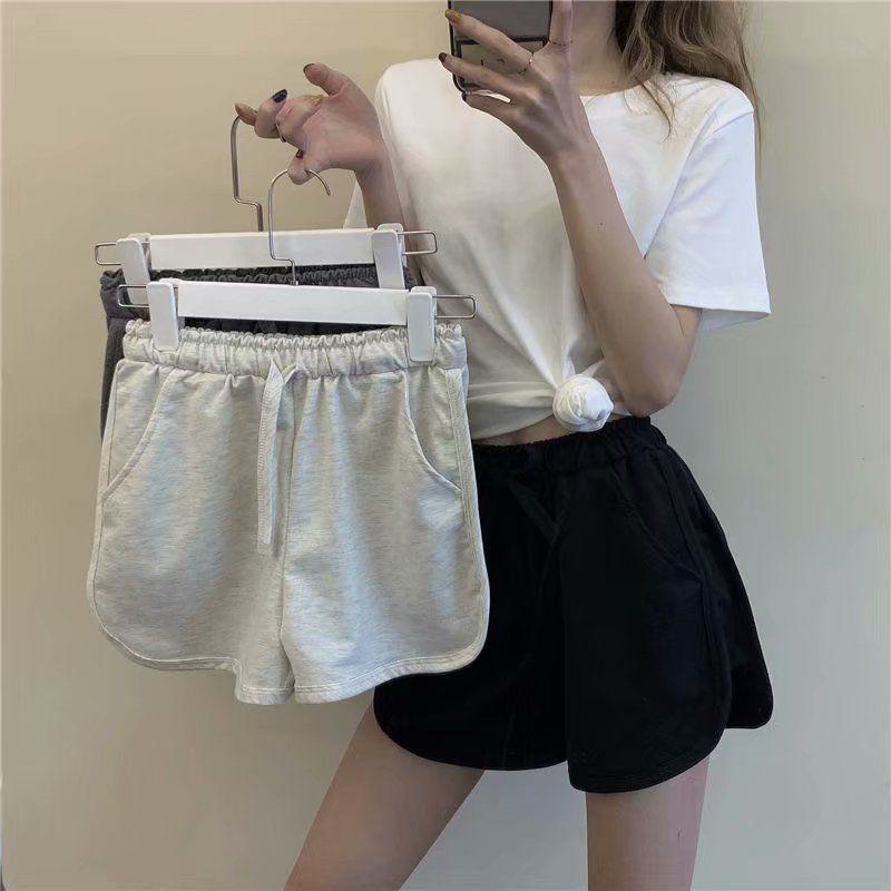 Beach Loose Fit Tied Rope Yoga Casual Wide-Leg High-Waisted Sports Running Shorts