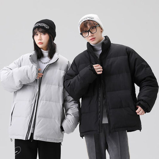 White Duck Down Warmth Cropped Casual Stand-Up Collar Thickened Down Jacket