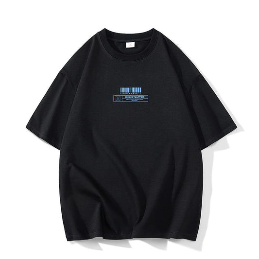 Lässiges T-Shirt mit Rundhalsausschnitt aus reiner Baumwolle, lose Passform, kurze Ärmel, im Trend der Einfachheit.