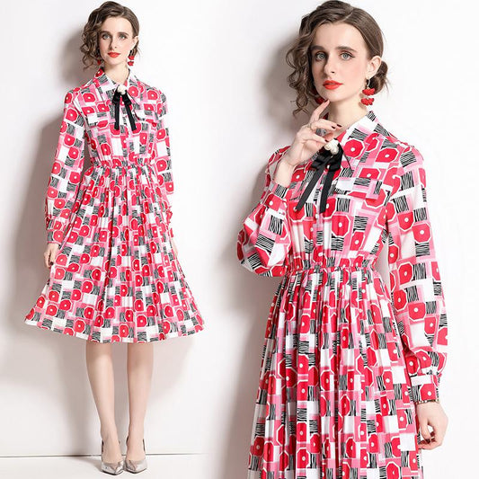 Robe élégante de luxe à imprimé floral artistique de style français