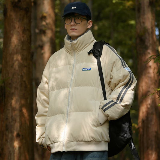 Warmth White Duck Down Thickened Corduroy Down Jacket