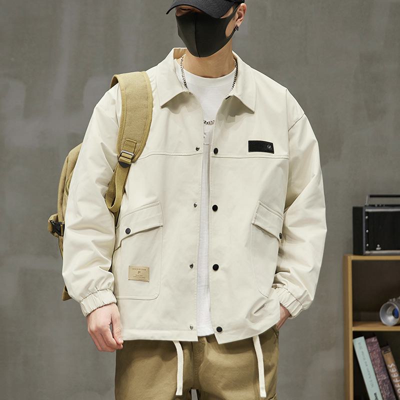 Monochrome Stain-Resistant Workwear Style Button Front Overshirt