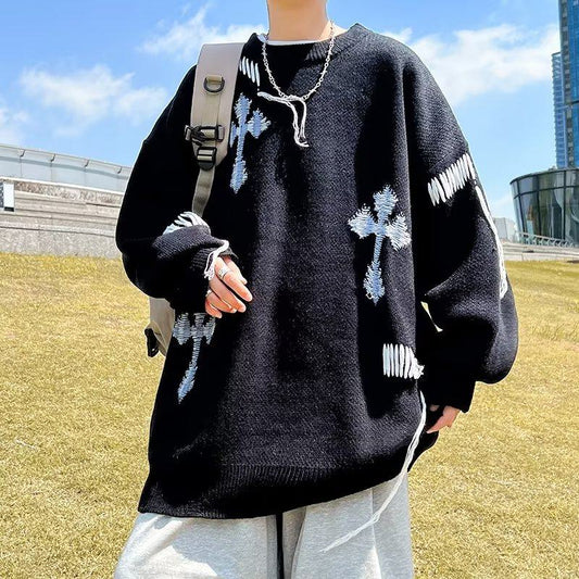 Pullover Artistic Casual Waist Collecting Straight Knitted Sweater