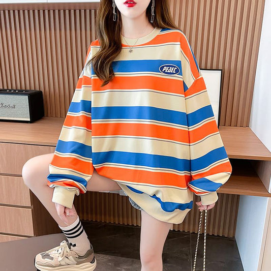 Fiber Pullover Thin Twill Stripe Sweatshirt