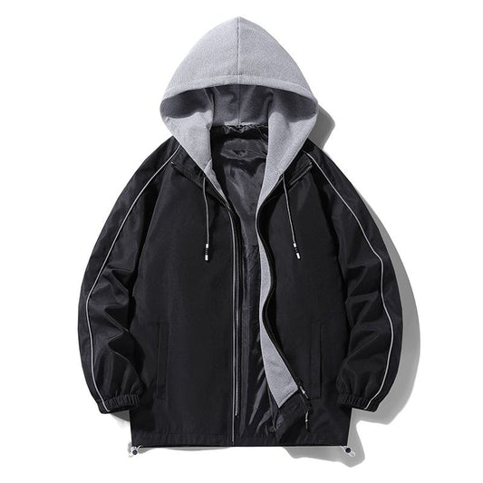 Drawstring Casual Trendy Zip-Up Hooded Track Jacket