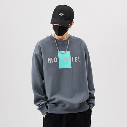 Print Letter Pure Cotton Trendy Sweatshirt