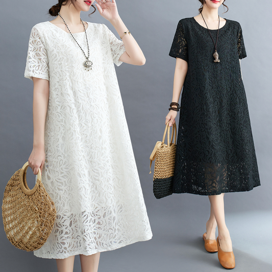 Lace Plus Slimming Round Neck Quality Dress
