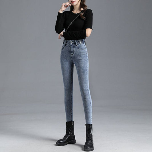 Slimming Cropped High-Waisted Elasticity Pencil Slim-Fit Jeans