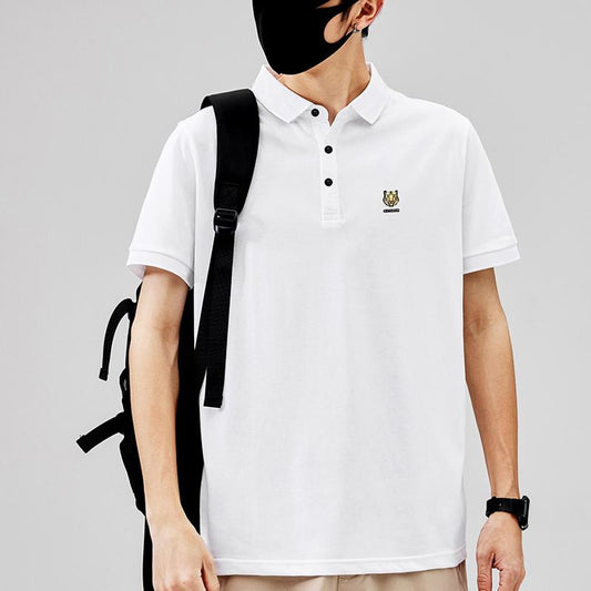 Business-Polo-Shirt mit kurzem Seidenärmel, lässig und trendy, mit edlem, seidigem Glanz.