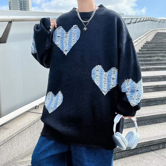 Love Heart Trendy Pullover Casual Knitted Sweater