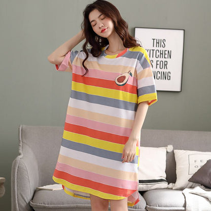 Stripe Cotton Rainbow Persea Lounge Dress