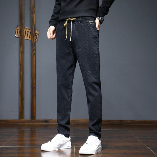 Height Enhancing Straight Plus Velvet Elements Comfortable Casual Thickened Pants