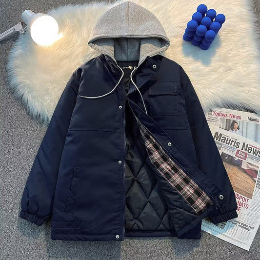 Trendy Zip-Up Loose Fit Solid Color 2 in 1 Hooded Jacket