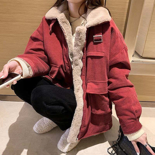 Thickened Plus Velvet Retro Loose Fit Sherpa Jacket