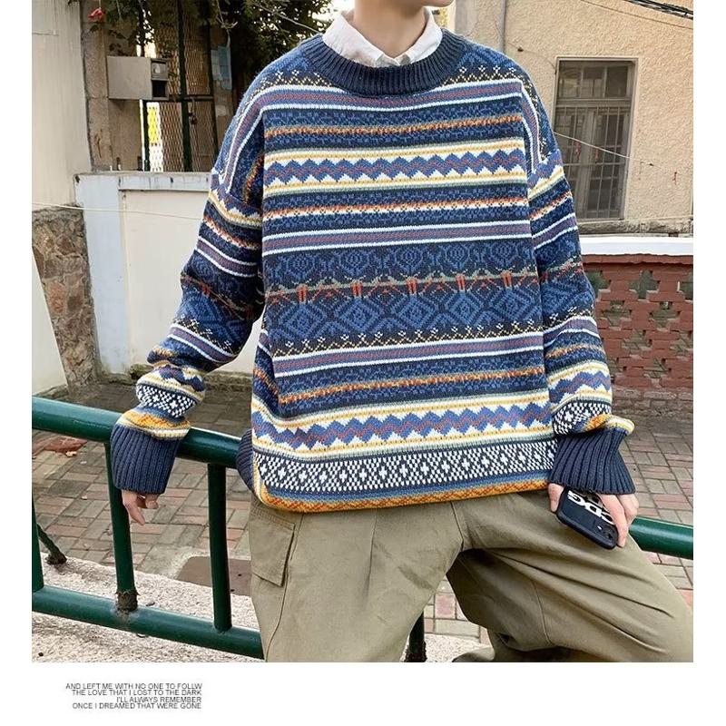 Round Neck Loose Fit Thickened Knitted Sweater