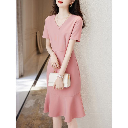 Pink Exquisite Elegant Slimming Cinched Waist Dress