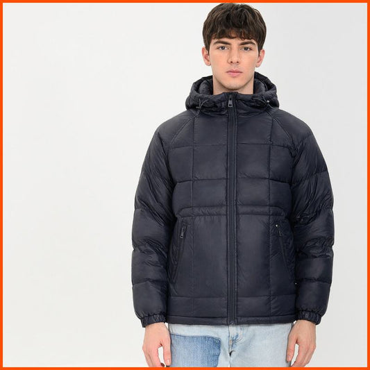 Zippered Pocket Thickened Hooded Down Jacket