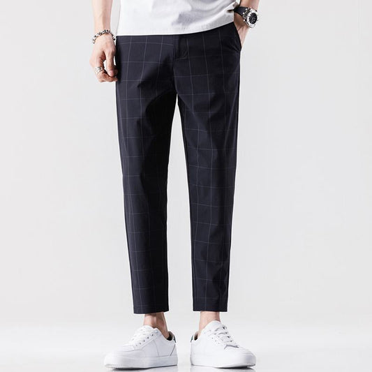 Trousers Plaid Casual Elasticity Business Pants