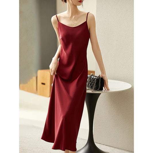 Elegantes, vielseitiges, schlankmachendes Kleid im französischen Stil in einfarbiger Ausführung - Cami Exquisite