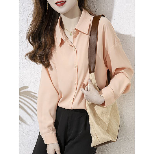 Long Sleeve Chic Daily Casual Pink Versatile Shirt
