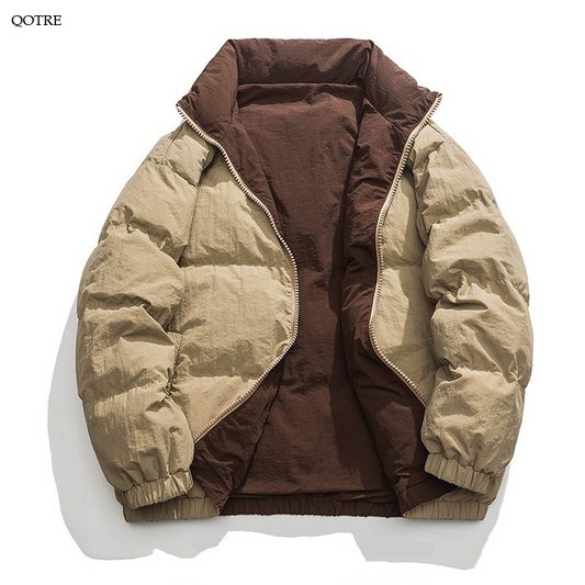 Stand-Up Collar Loose Fit Reversible Puffer Jacket