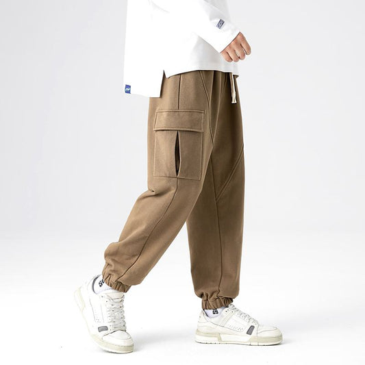 Pantalones de punto con cordón de ajuste holgado y corte cónico a la moda