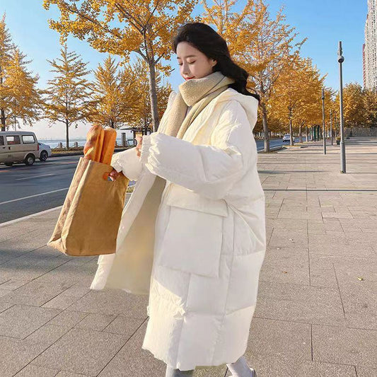 Loose Fit Knee-Length Thickened Puffer Coat