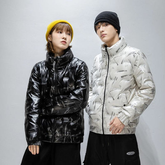 White Duck Down Warmth Printed Casual Down Jacket