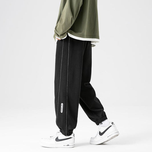 Straight Trendy Knitted Tapered Cropped Sports Loose Fit Sweatpant