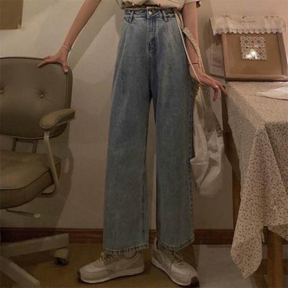 Slimming Loose Fit Straight High-Waisted Retro Jeans