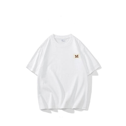 Bequemes, trendiges, vielseitiges Rundhals-T-Shirt mit kurzen Ärmeln aus reiner Baumwolle.