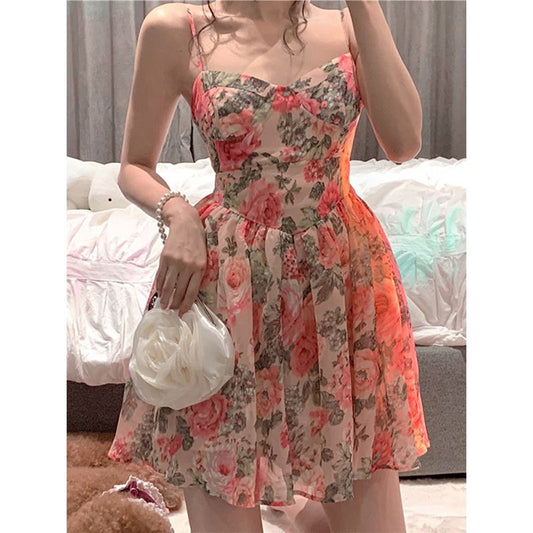 French Style Floral Print Outerwear Petite Dress