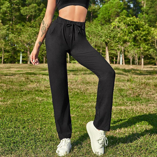 High-Waisted Loose Fit Comfortable Fitness Drawstring Running Sports Pants