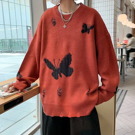 Suéter de punto de moda casual con mariposas