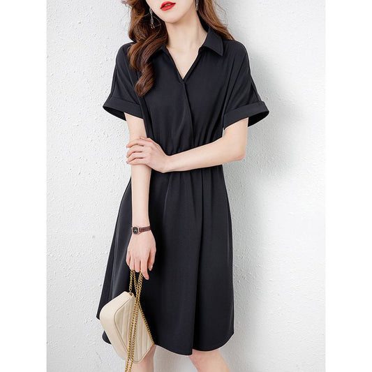 Collar Chic French Style Cinched Waist Dress