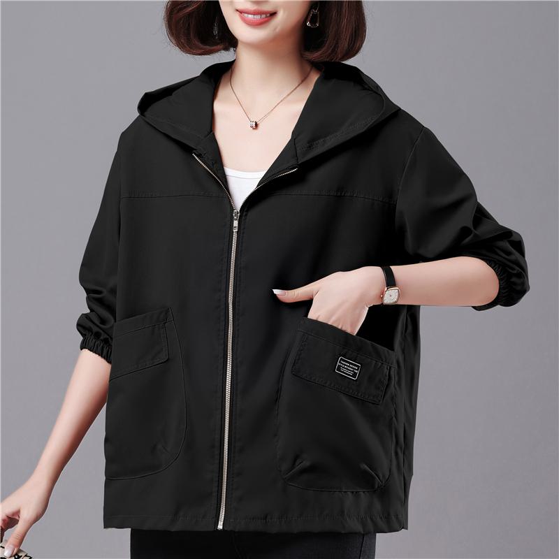 Casual Plus Loose Fit Hooded Jacket