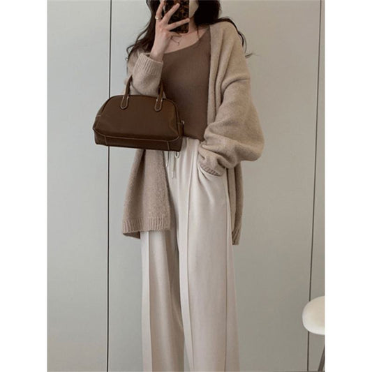 Retro Gentle Midi Outerwear Knitted Lazy Cardigan