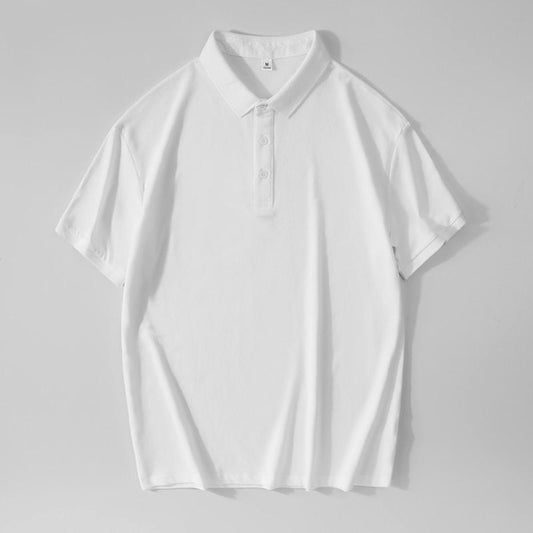 ソリッドで汎用性のあるピュアコットンラペル半袖ポロシャツ