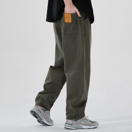 Washed Out Retro Label Trendy Loose Fit Pants