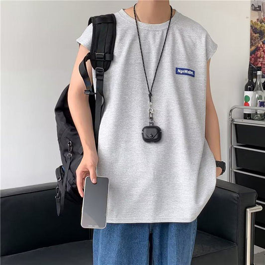 Lazy Pullover Trendy Loose Fit Simplicity Solid Round Neck Tank Top