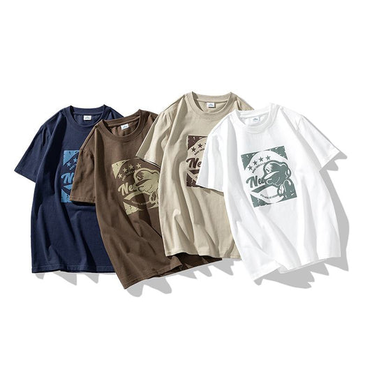 Cómoda, moderna y versátil camiseta de manga corta de algodón puro con cuello redondo