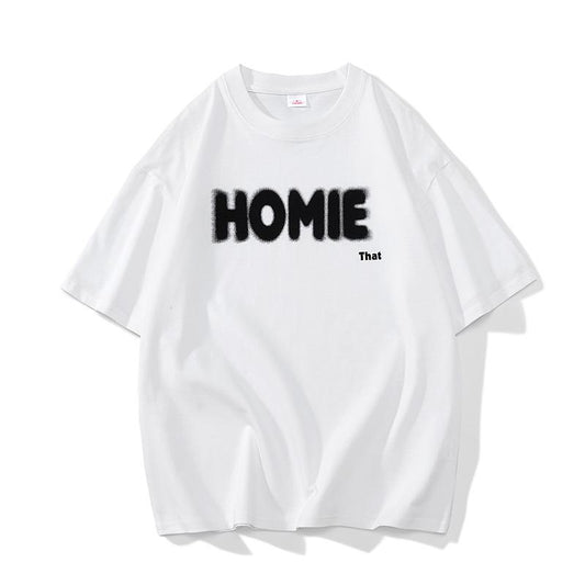 T-shirt en coton pur à manches courtes, coupe ample et imprimé tendance de lettres