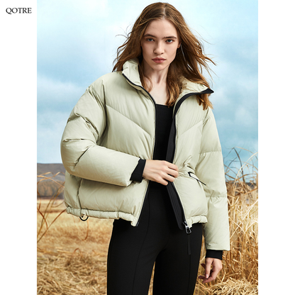 Cropped Stand-Up Collar Down Jacket
