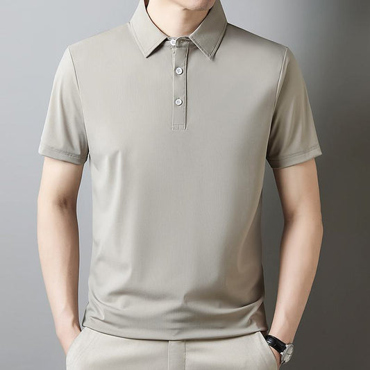 Wrinkle Resistant Lapel Tencel Silky Elite Houndstooth Short Sleeve Polo Shirt