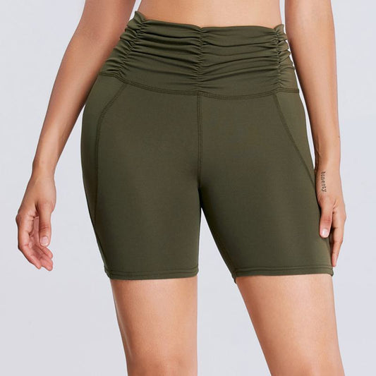 Pantalones cortos deportivos ajustados de yoga de secado rápido con cintura alta